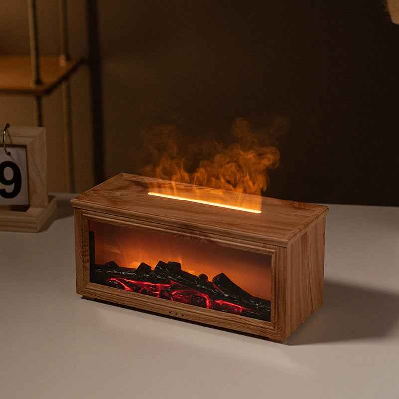 3D Fireplace Aroma Diffuser – Flame Effect Desk Humidifier
