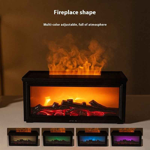 3D Fireplace Aroma Diffuser – Flame Effect Desk Humidifier