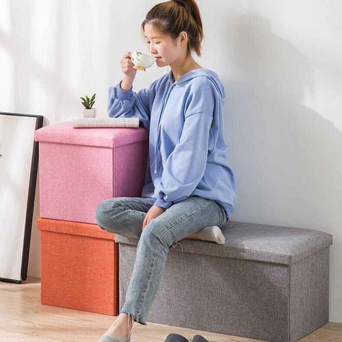 Foldable Storage Ottoman – Toy Storage Box & Foot Stool