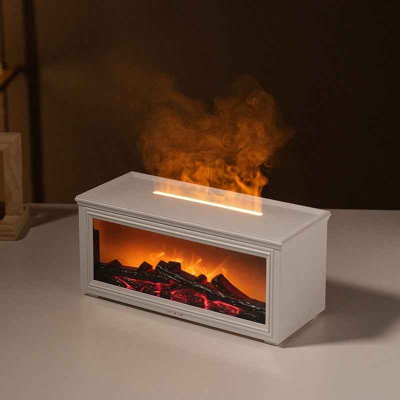 3D Fireplace Aroma Diffuser – Flame Effect Desk Humidifier