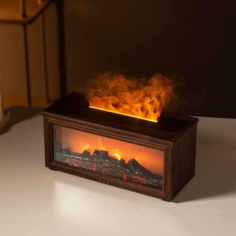3D Fireplace Aroma Diffuser – Flame Effect Desk Humidifier
